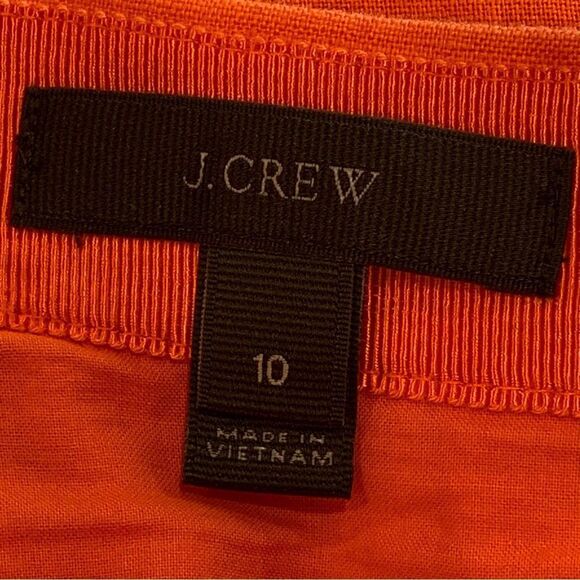 J. Crew 100% Linen Ruffle Hem Faux Wrap Mini Skirt Citrus Poppy Orange Size 10 - Picture 8 of 12